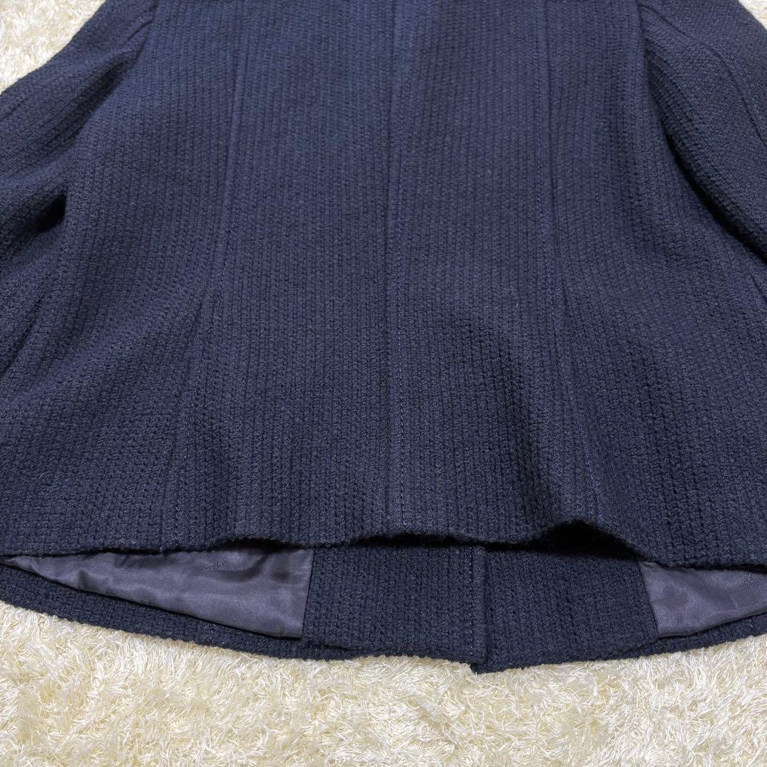 【美品】23区　ツイード　ウール　ジャケット　ネイビー　大きめサイズ　48 5L