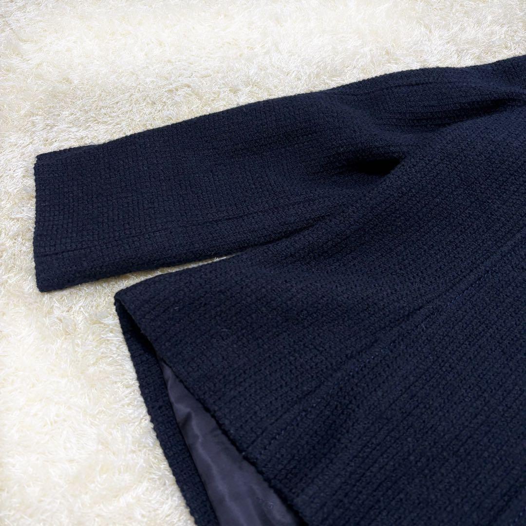 【美品】23区　ツイード　ウール　ジャケット　ネイビー　大きめサイズ　48 5L