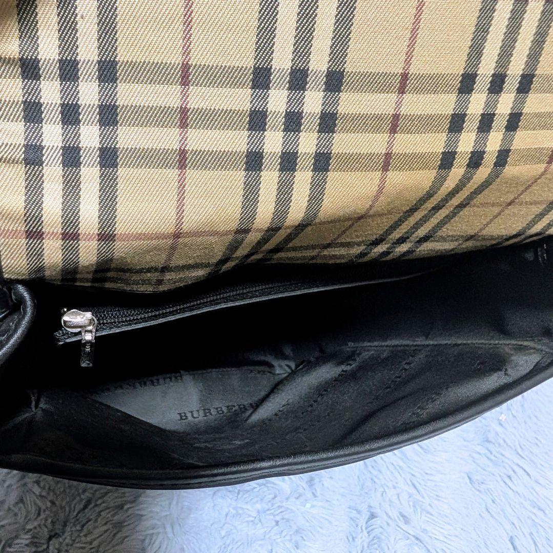 【美品】BURBERRY ショルダーバッグ ナイロン レザー 金具 ノバチェック