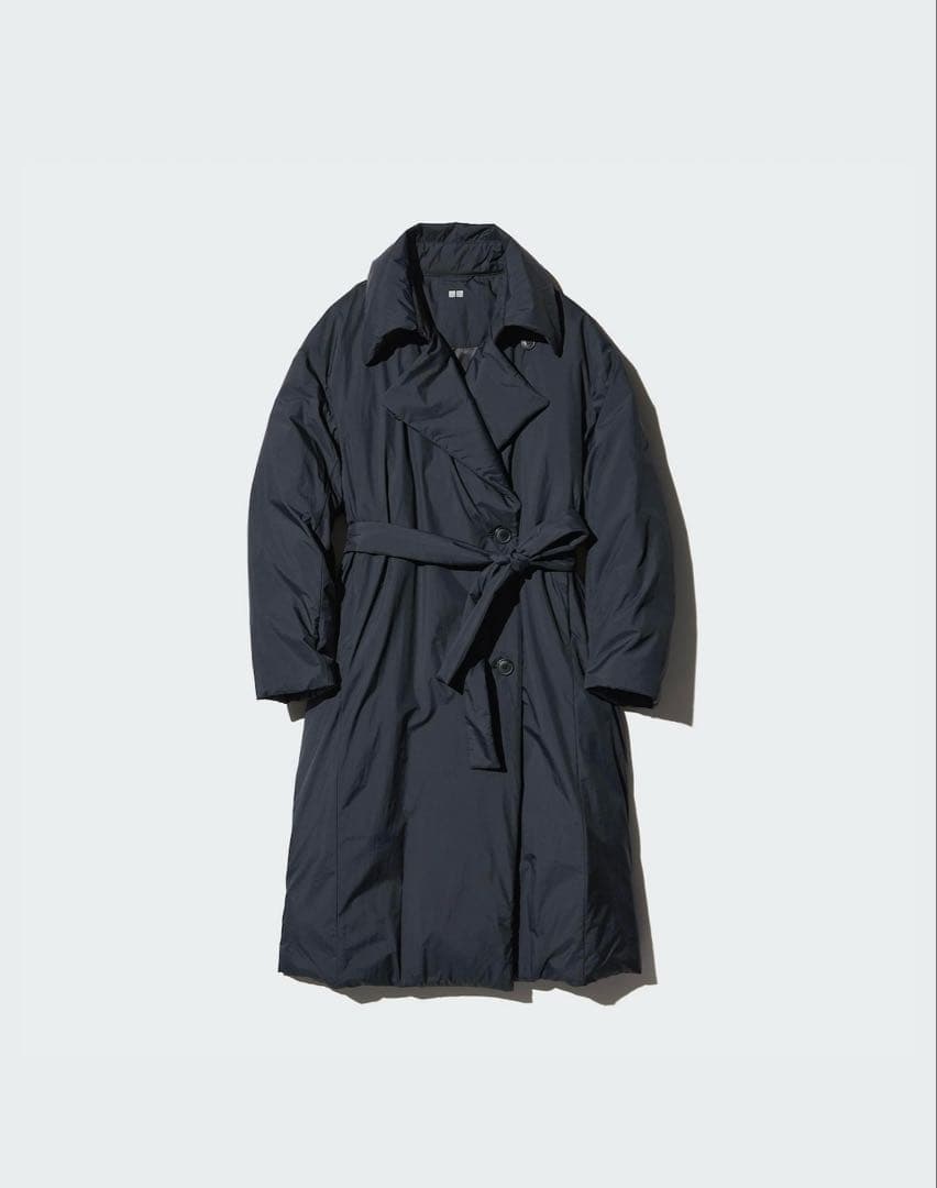 1回着 24年モデル ユニクロ ダウンベルテッドロングコート ブラック 3XL
