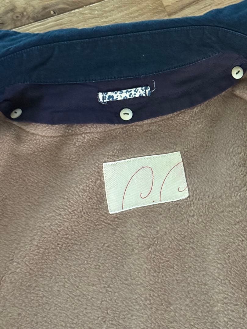 ネイビー ロングコート フリース裏地付き