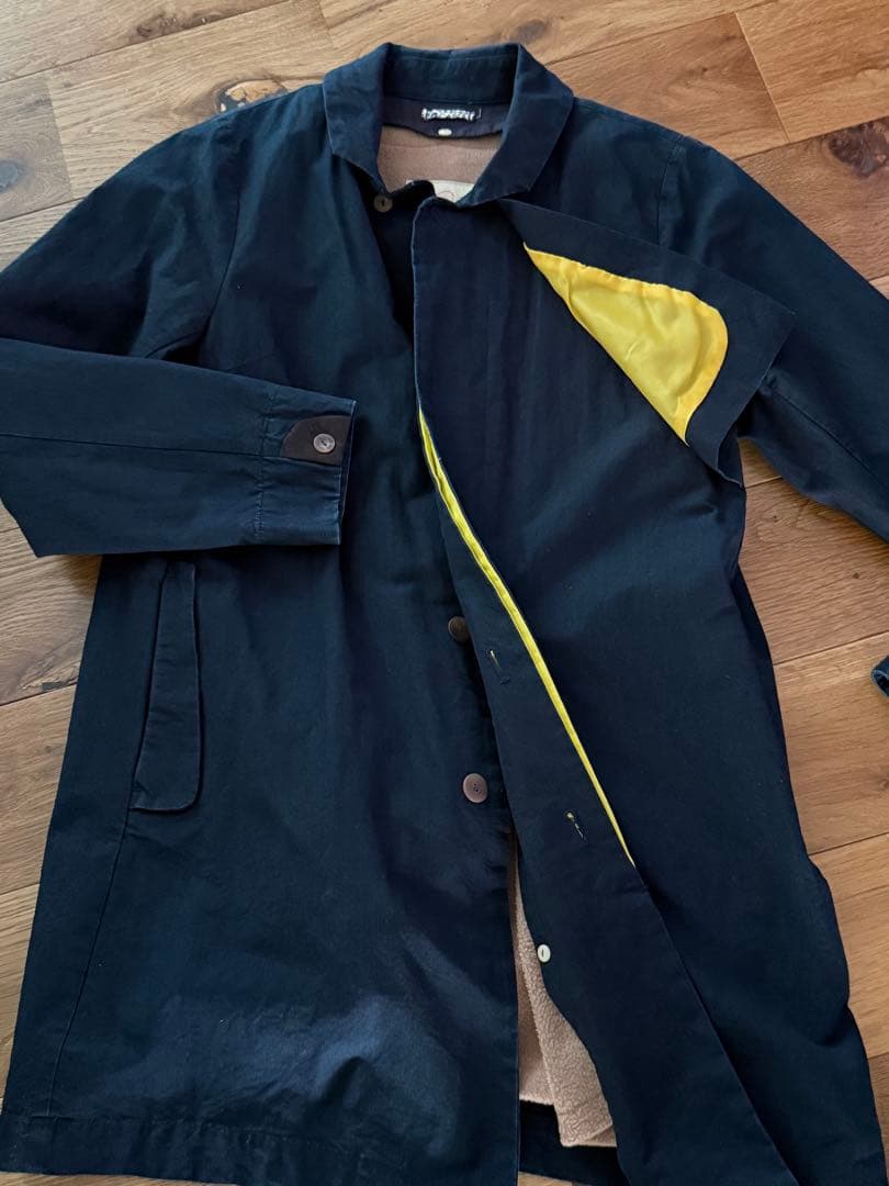 ネイビー ロングコート フリース裏地付き