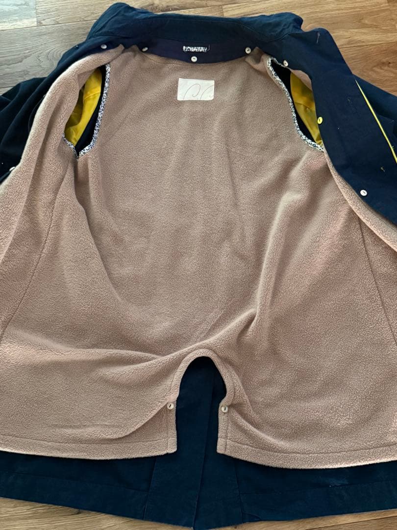 ネイビー ロングコート フリース裏地付き