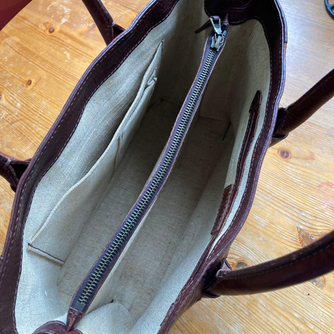 genten ブラウンレザートートバッグ