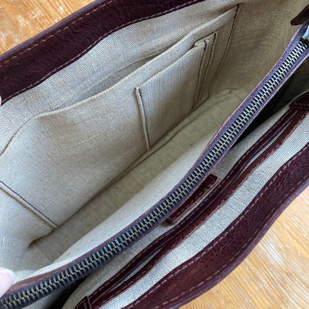 genten ブラウンレザートートバッグ