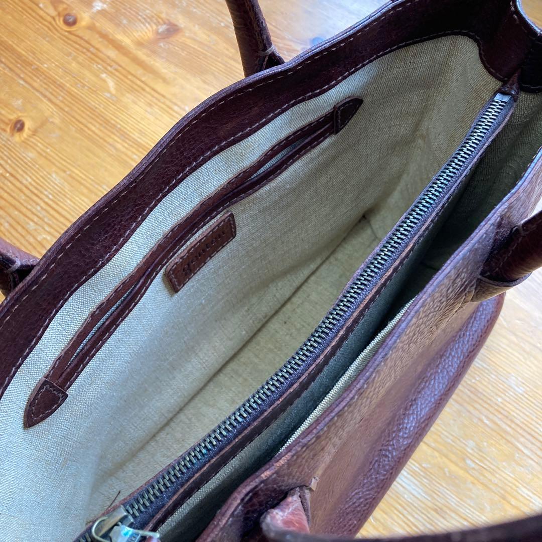 genten ブラウンレザートートバッグ