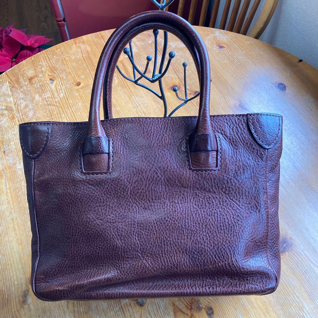 genten ブラウンレザートートバッグ