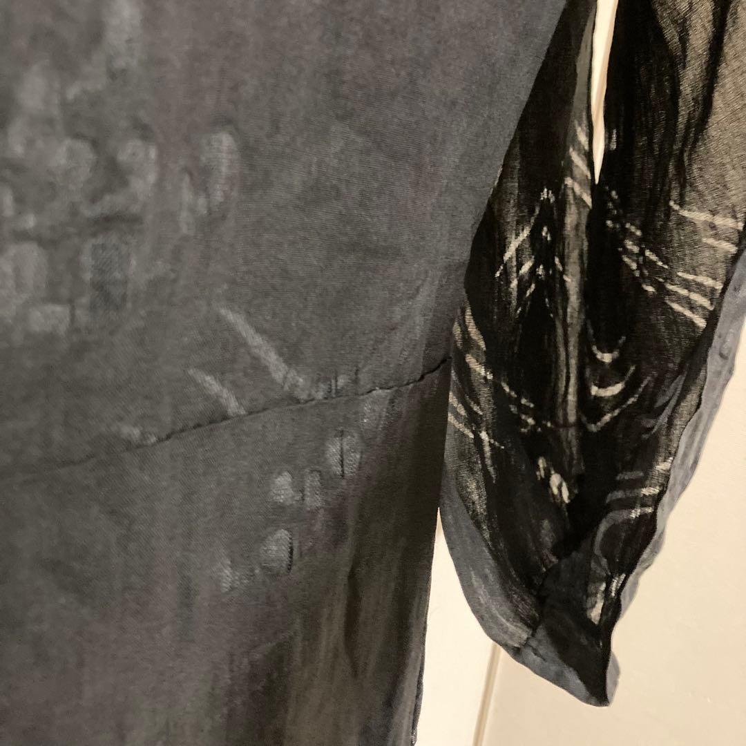 本麻　洗える長襦袢　カラー襦袢　黒　リサイクル　tn