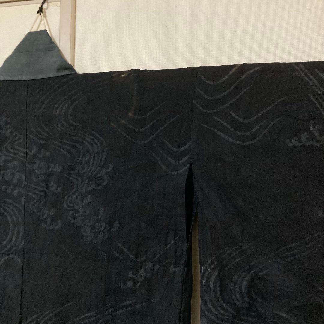 本麻　洗える長襦袢　カラー襦袢　黒　リサイクル　tn