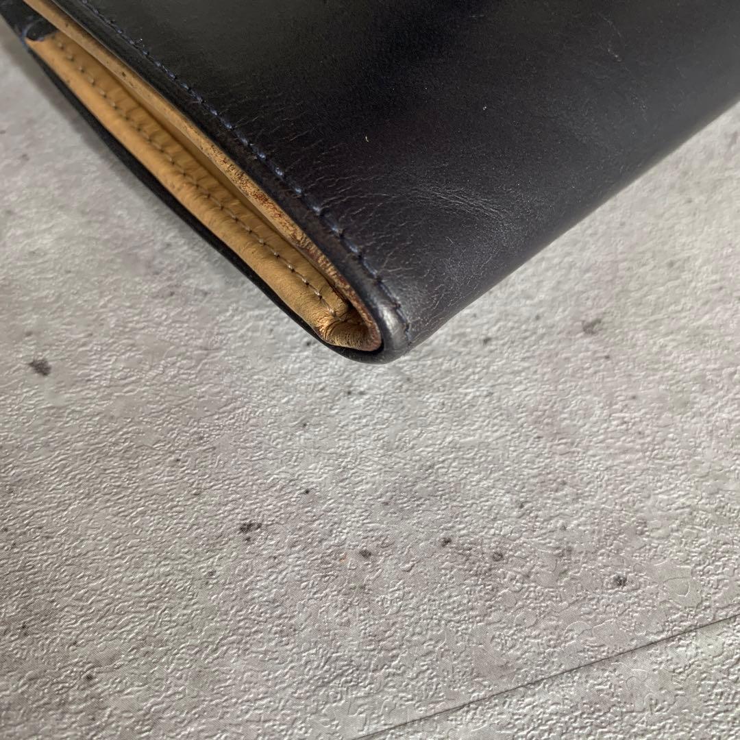 Whitehouse Cox バイカラー三つ折り財布　黒　ナチュラル