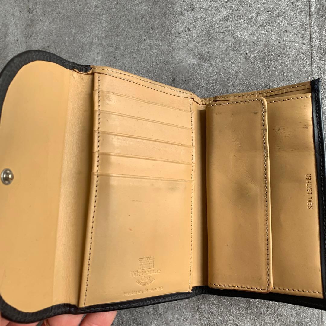 Whitehouse Cox バイカラー三つ折り財布　黒　ナチュラル