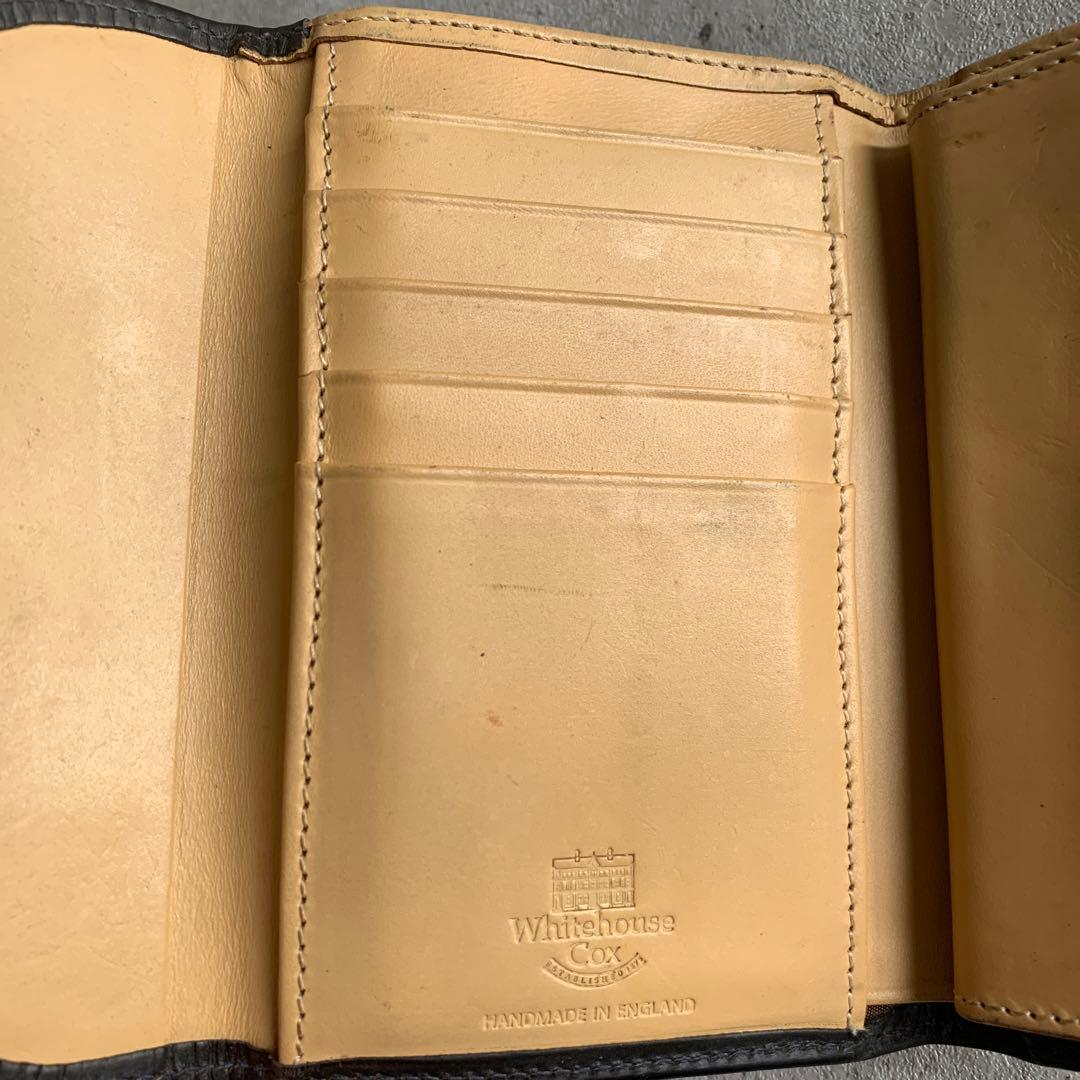 Whitehouse Cox バイカラー三つ折り財布　黒　ナチュラル