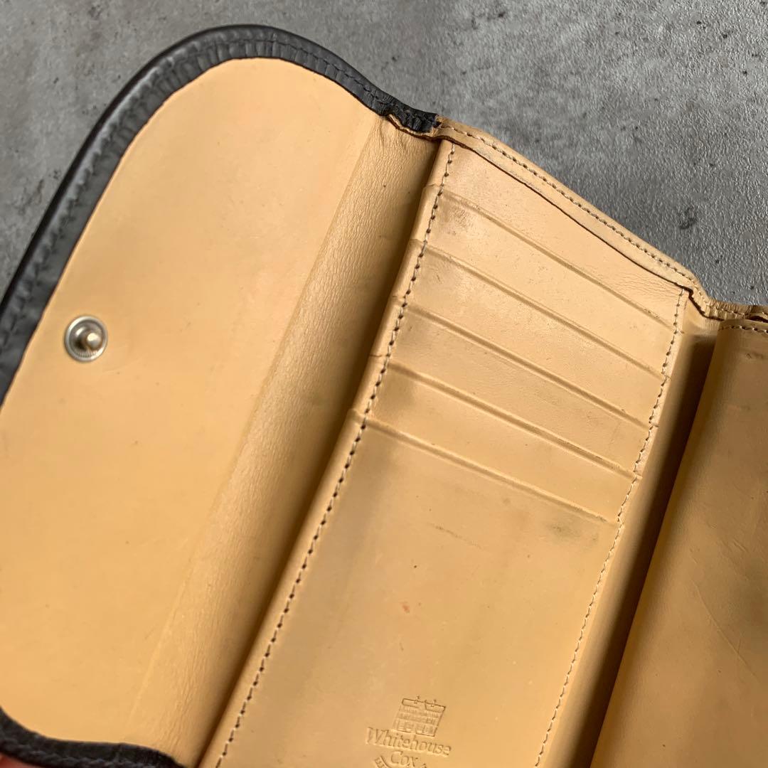Whitehouse Cox バイカラー三つ折り財布　黒　ナチュラル