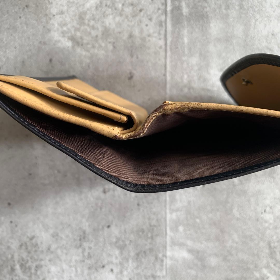 Whitehouse Cox バイカラー三つ折り財布　黒　ナチュラル