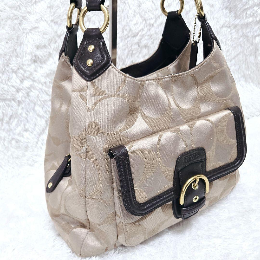 COACH シグネチャー ハンドバッグ ゴールド金具 茶 レザー