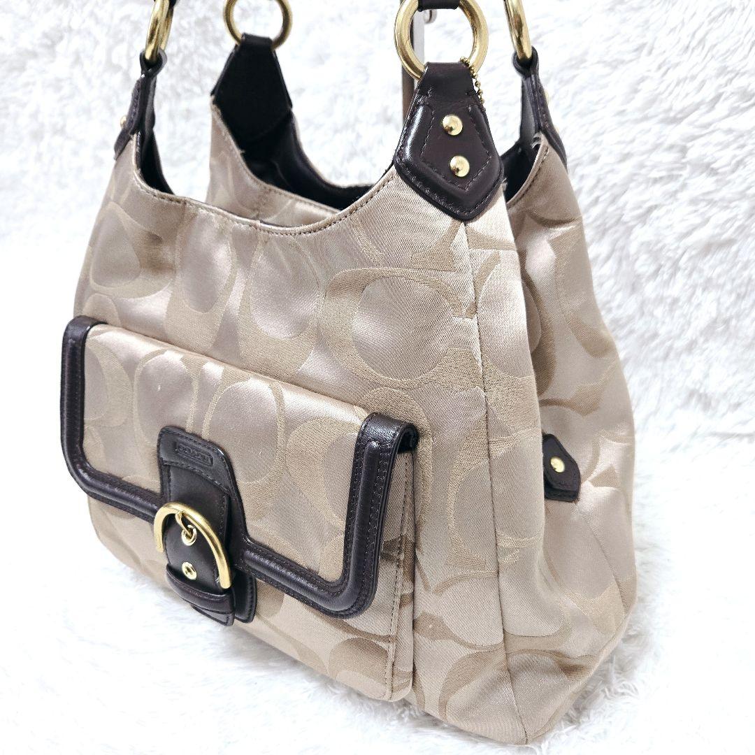 COACH シグネチャー ハンドバッグ ゴールド金具 茶 レザー