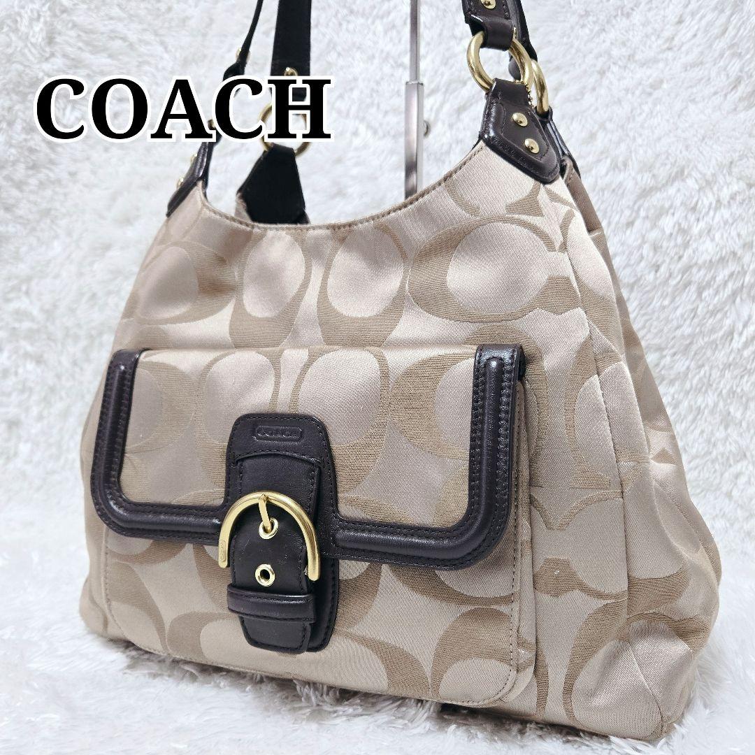 COACH シグネチャー ハンドバッグ ゴールド金具 茶 レザー