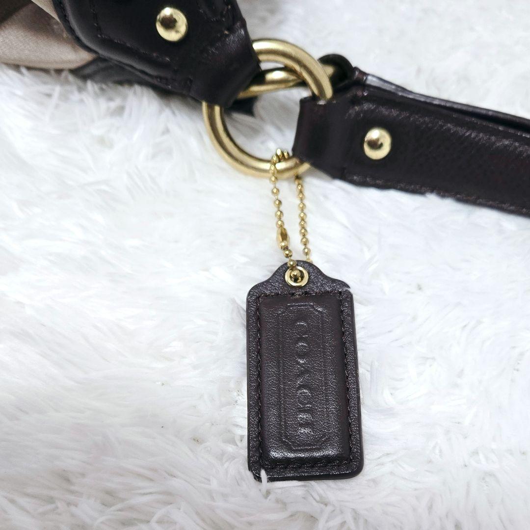 COACH シグネチャー ハンドバッグ ゴールド金具 茶 レザー