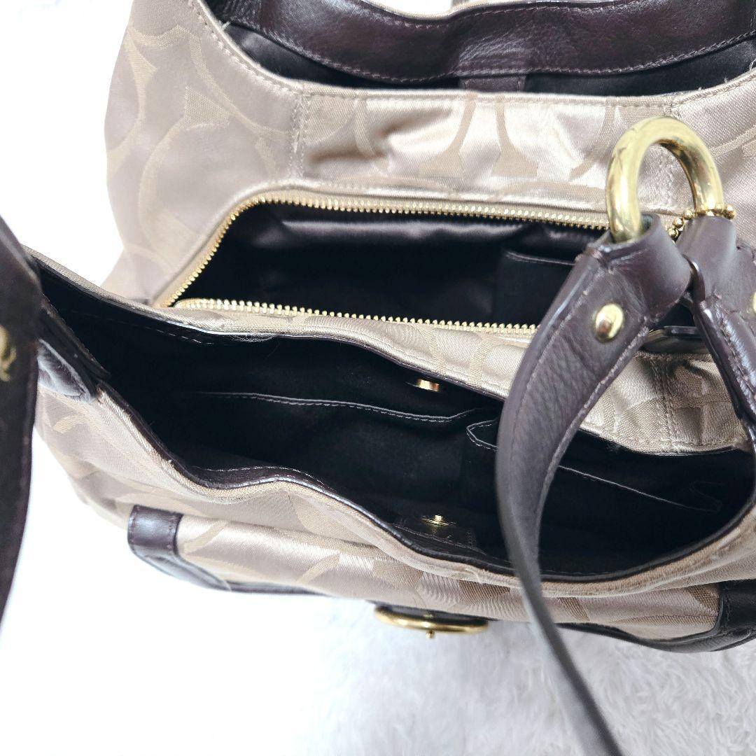 COACH シグネチャー ハンドバッグ ゴールド金具 茶 レザー