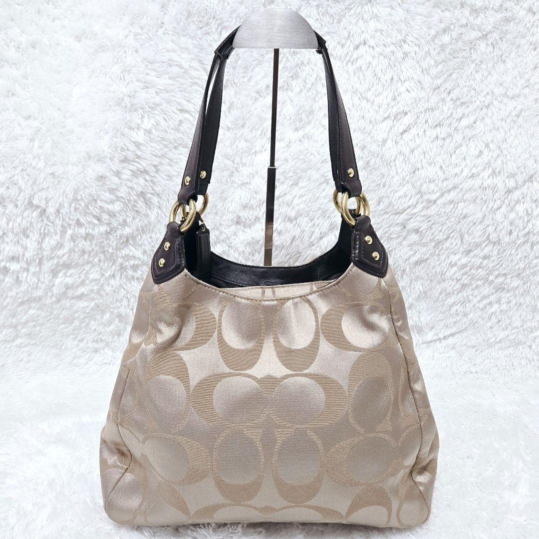 COACH シグネチャー ハンドバッグ ゴールド金具 茶 レザー