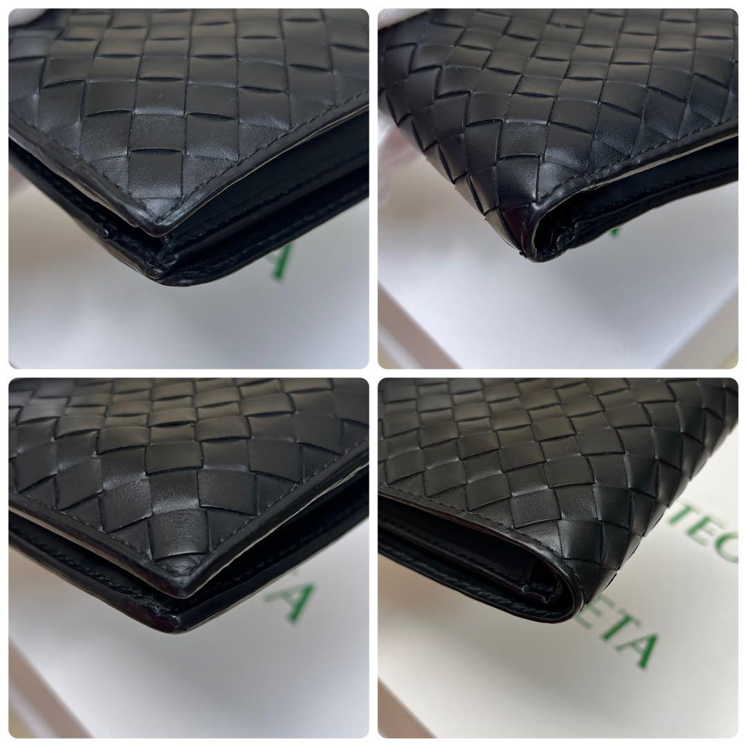 ボッテガヴェネタ 二つ折り財布 イントレチャート ブラック コンパクトウォレット