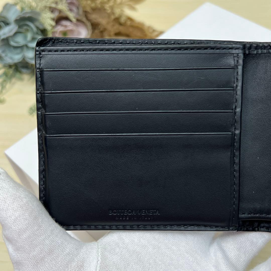 ボッテガヴェネタ 二つ折り財布 イントレチャート ブラック コンパクトウォレット