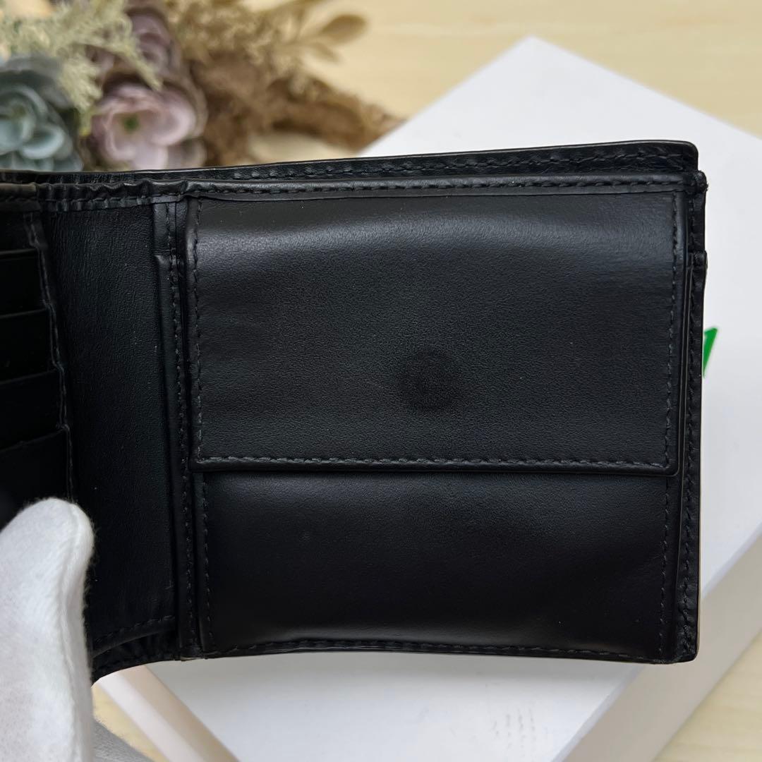ボッテガヴェネタ 二つ折り財布 イントレチャート ブラック コンパクトウォレット