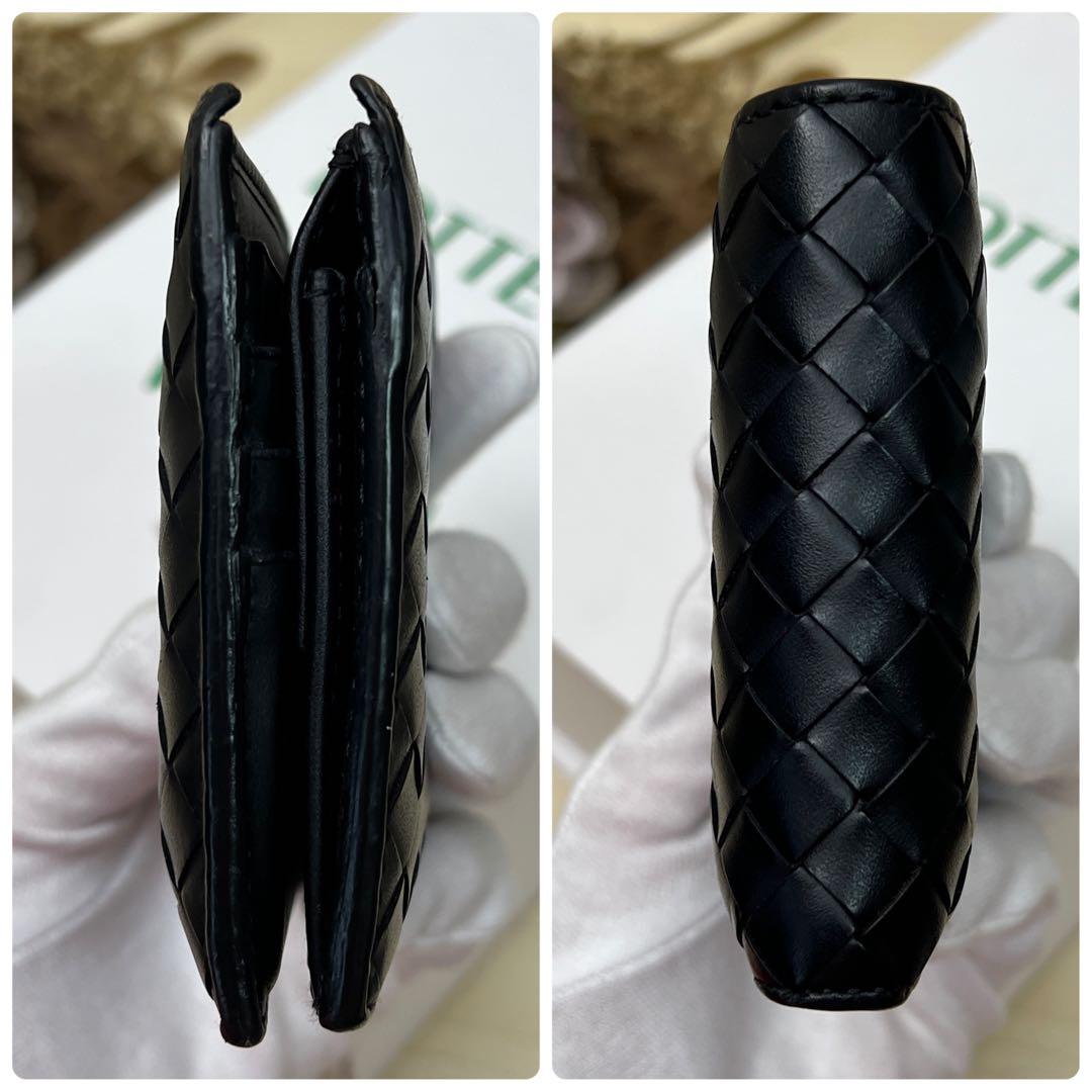 ボッテガヴェネタ 二つ折り財布 イントレチャート ブラック コンパクトウォレット
