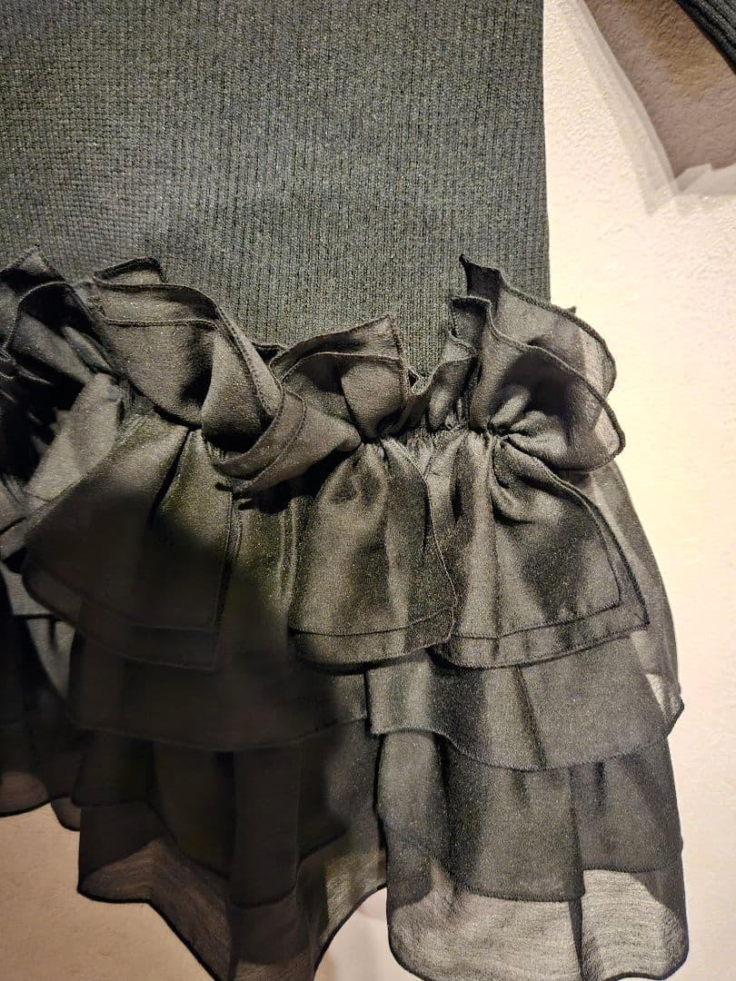 UNITED ARROWS　リボンペプラムニット　ブラック　ユナイテッドアローズ