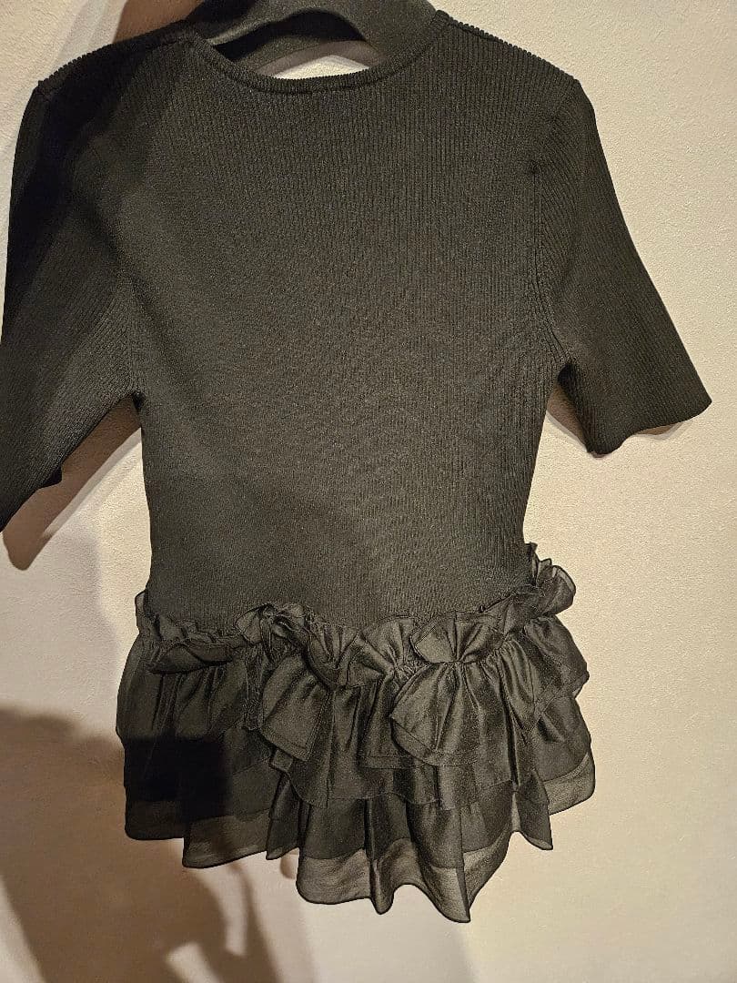 UNITED ARROWS　リボンペプラムニット　ブラック　ユナイテッドアローズ