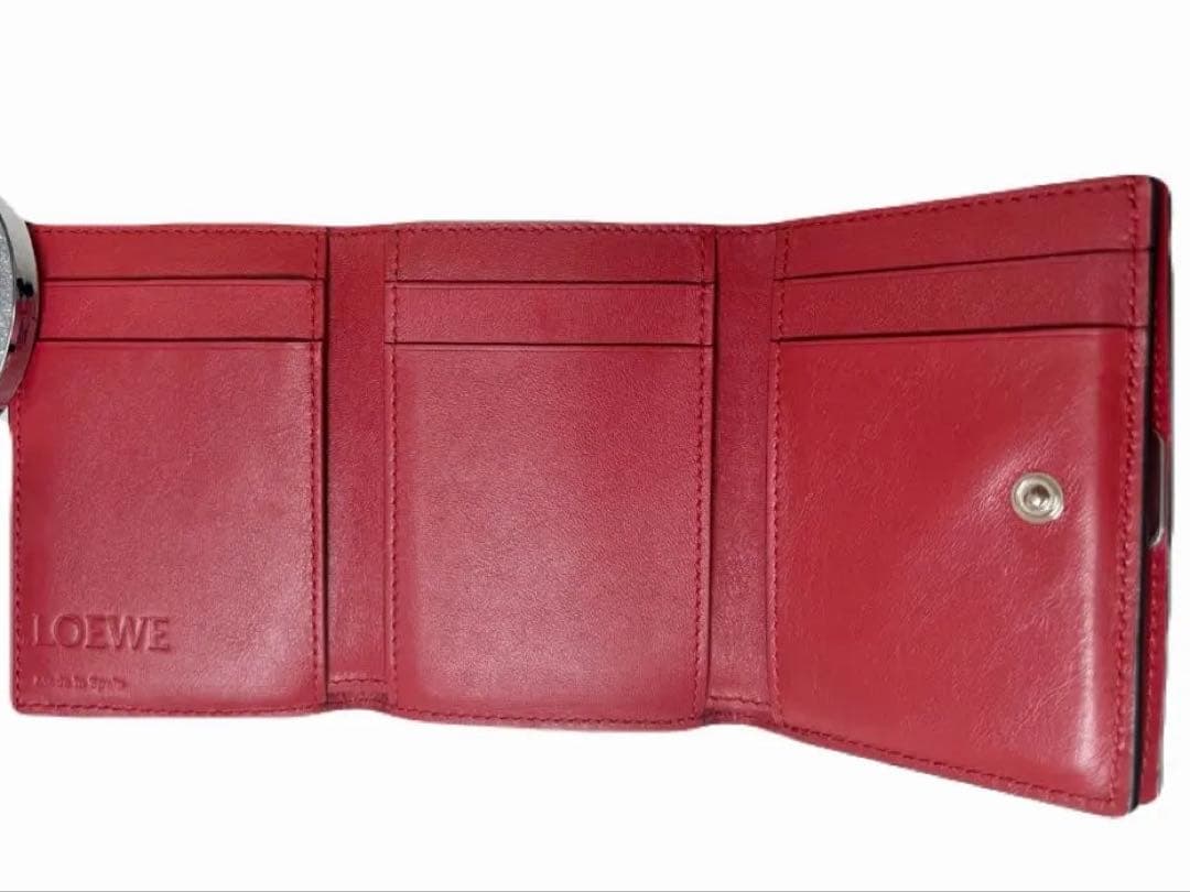 LOEWE トライフォールドウォレット レッド
