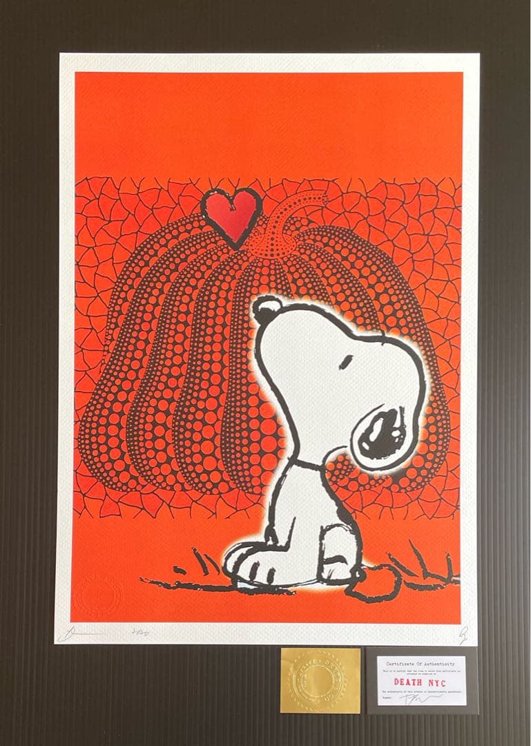 額付き/DEATH NYC/アートポスター/スヌーピー /SNOOPY/かぼちゃ