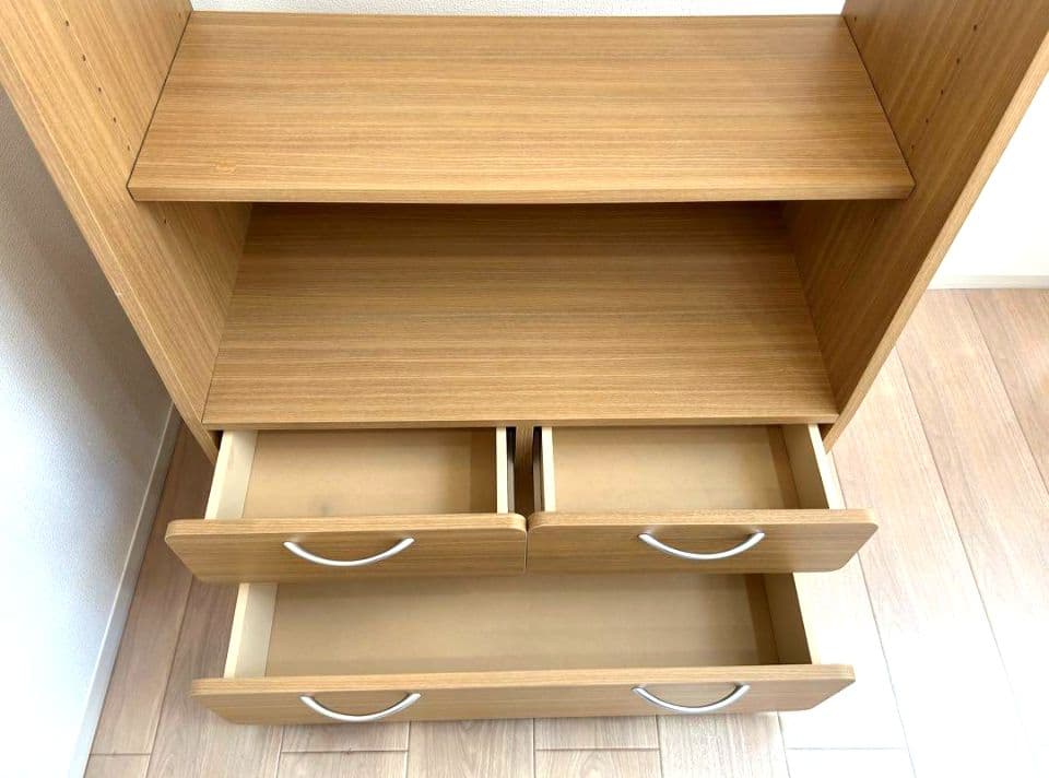 木製ハンガーラック 引き出し付き