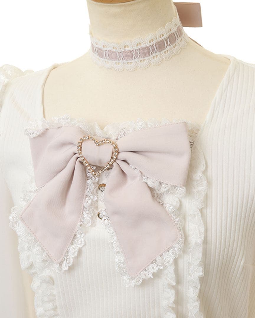 LIZLISA クロスレースリボンカットトップス