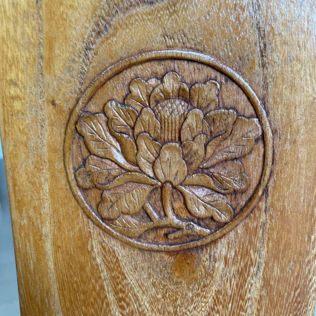 唐木椅子 唐木家具 木製 美品 アンティーク 彫刻 牡丹彫刻 中国家具 李朝家具