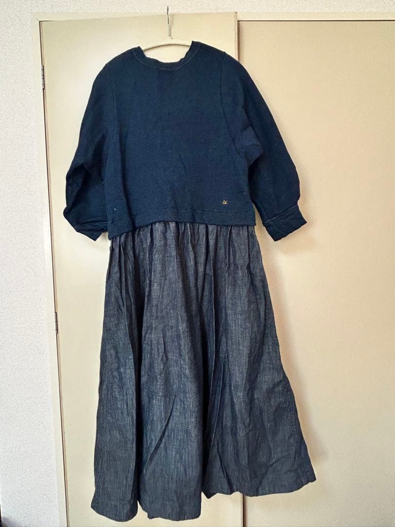 超美品　45r デニム　IDG×裏毛ドレス　ワンピース