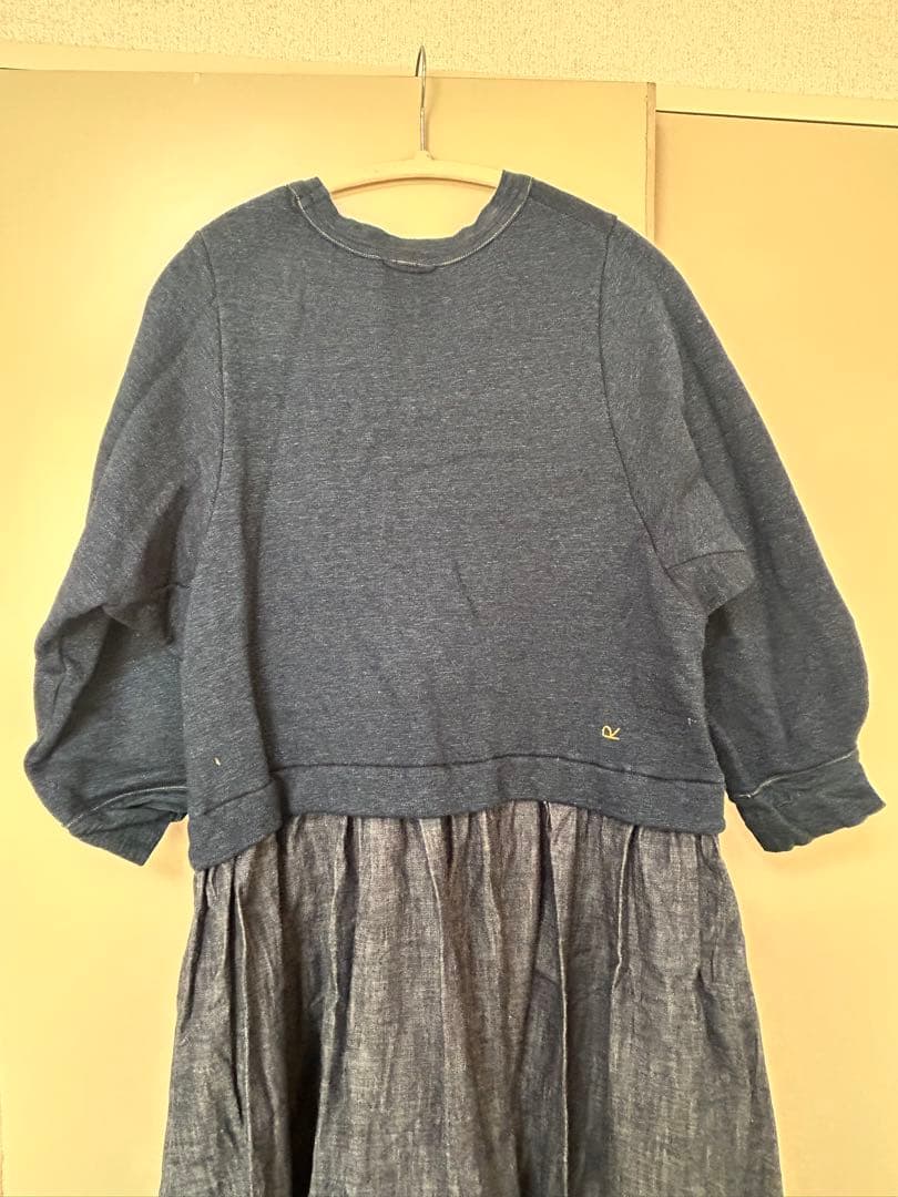 超美品　45r デニム　IDG×裏毛ドレス　ワンピース