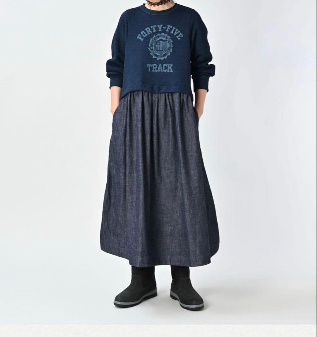 超美品　45r デニム　IDG×裏毛ドレス　ワンピース