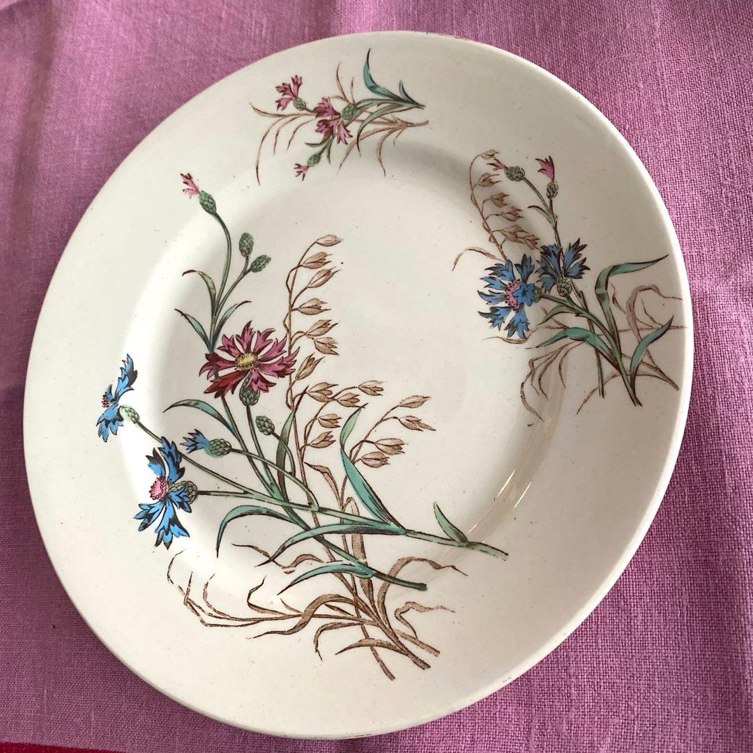 フランスアンティーク　LunevilleリュネヴィルBLEUET　矢車菊プレート