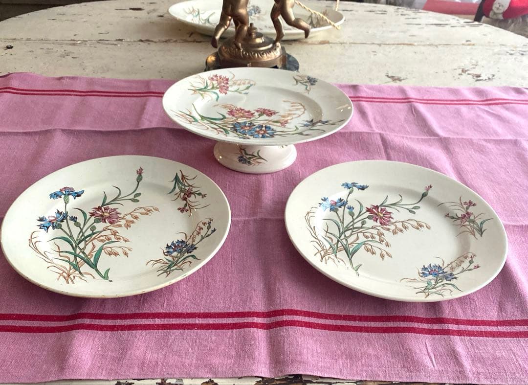 フランスアンティーク　LunevilleリュネヴィルBLEUET　矢車菊プレート