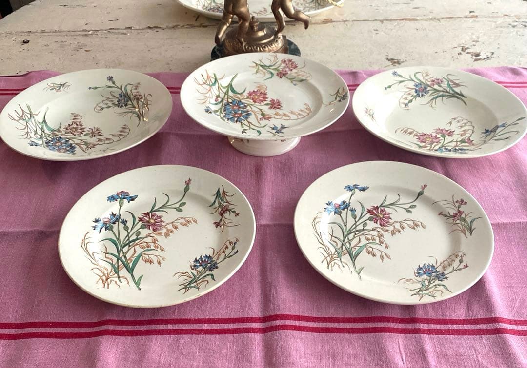 フランスアンティーク　LunevilleリュネヴィルBLEUET　矢車菊プレート