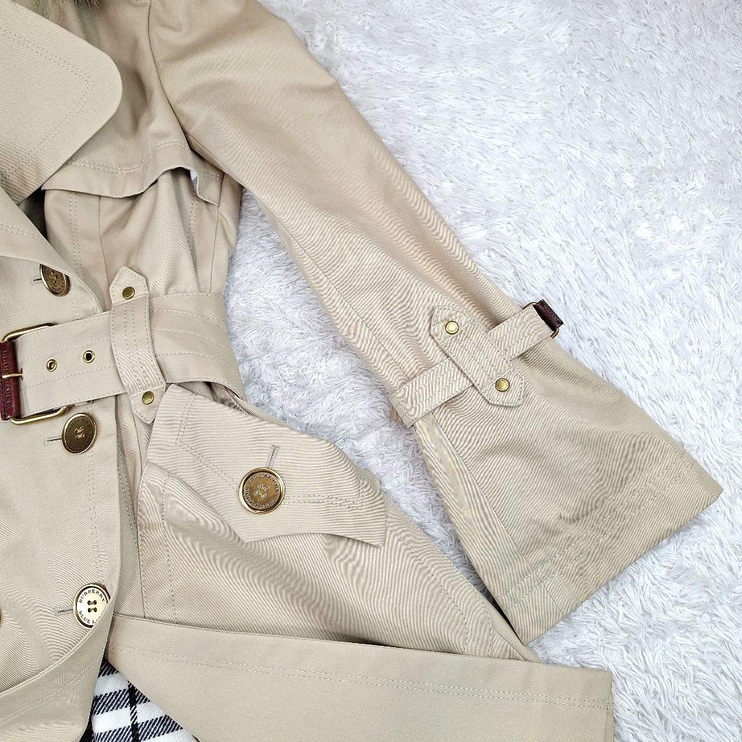 美品✨BURBERRYブルーレーベル　トレンチコート　フォックスファー　金釦　M