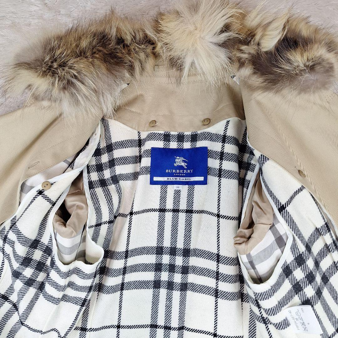 美品✨BURBERRYブルーレーベル　トレンチコート　フォックスファー　金釦　M