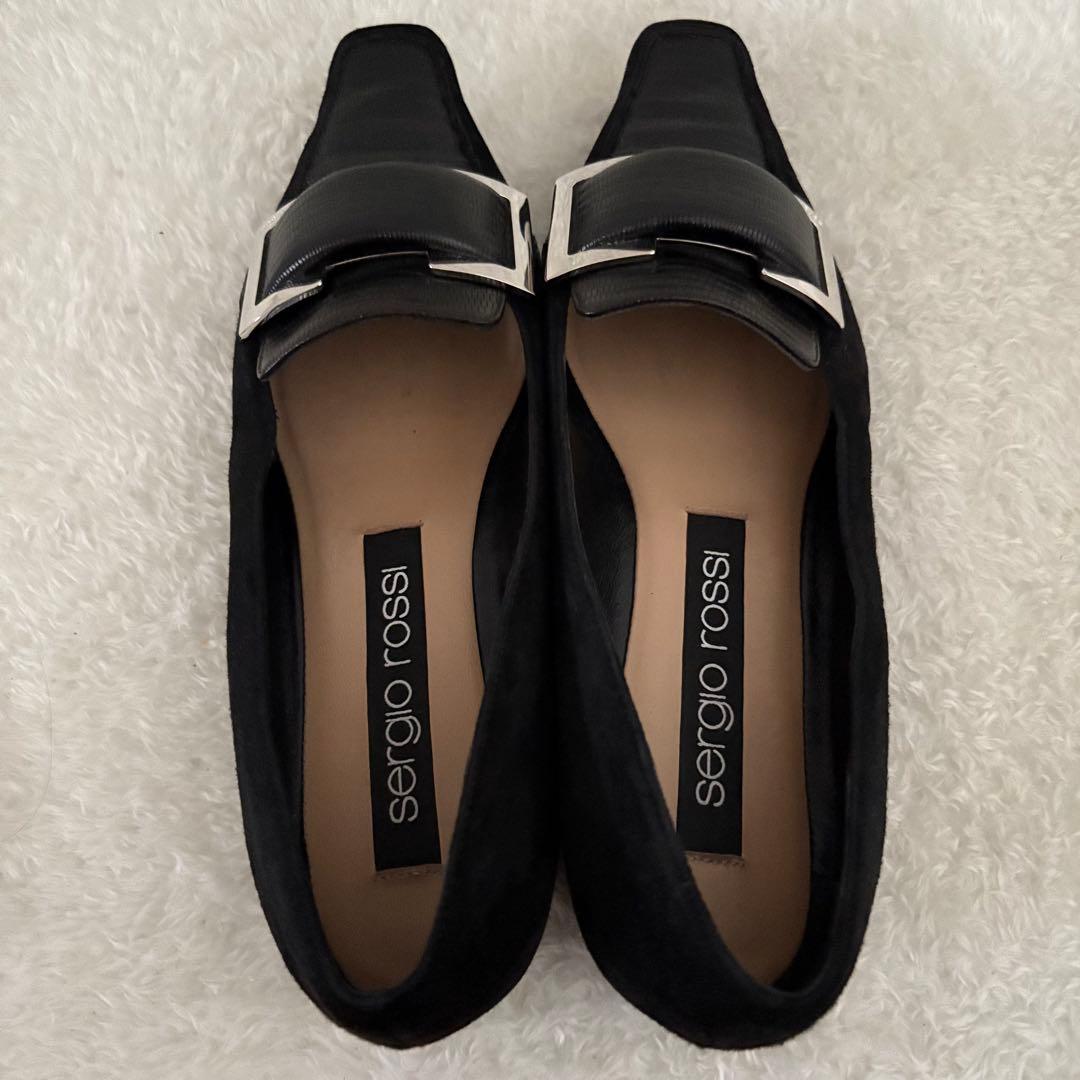 美品✨sergio rossi バックル付き クロコ型押し スクエアトゥ