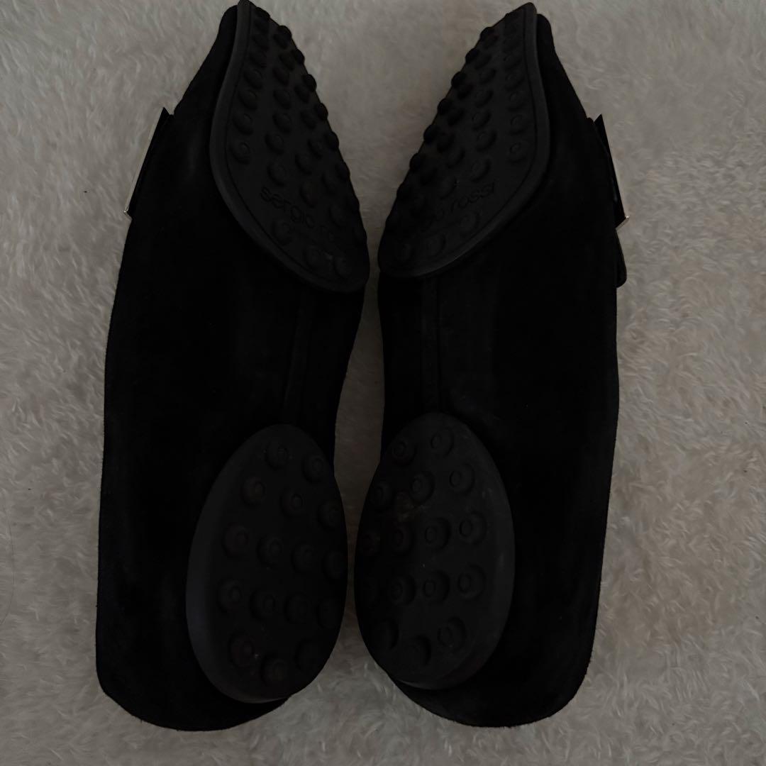 美品✨sergio rossi バックル付き クロコ型押し スクエアトゥ