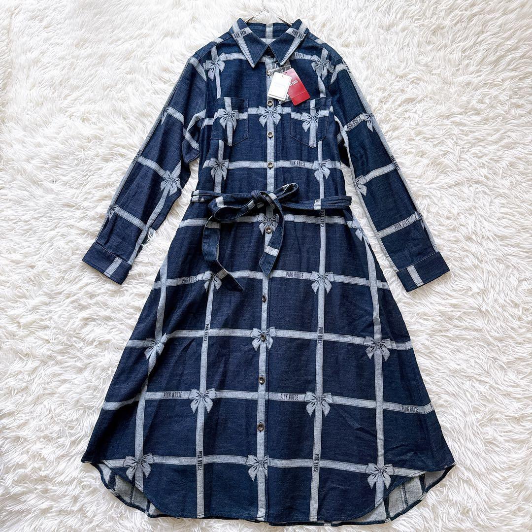 24年モデル✨未使用タグ付き ピンクハウス リボン ジャガードデニムワンピース
