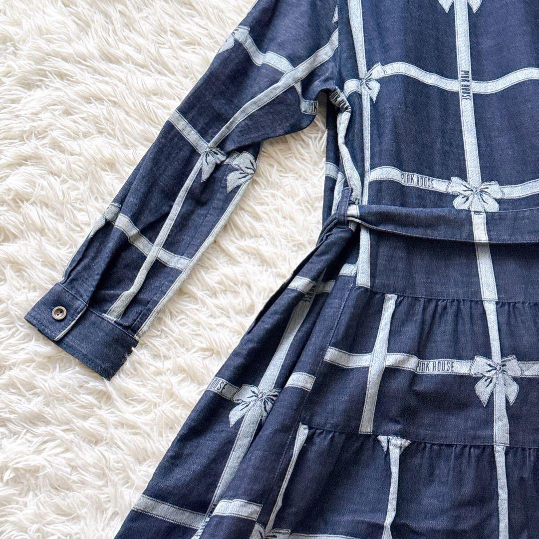 24年モデル✨未使用タグ付き ピンクハウス リボン ジャガードデニムワンピース