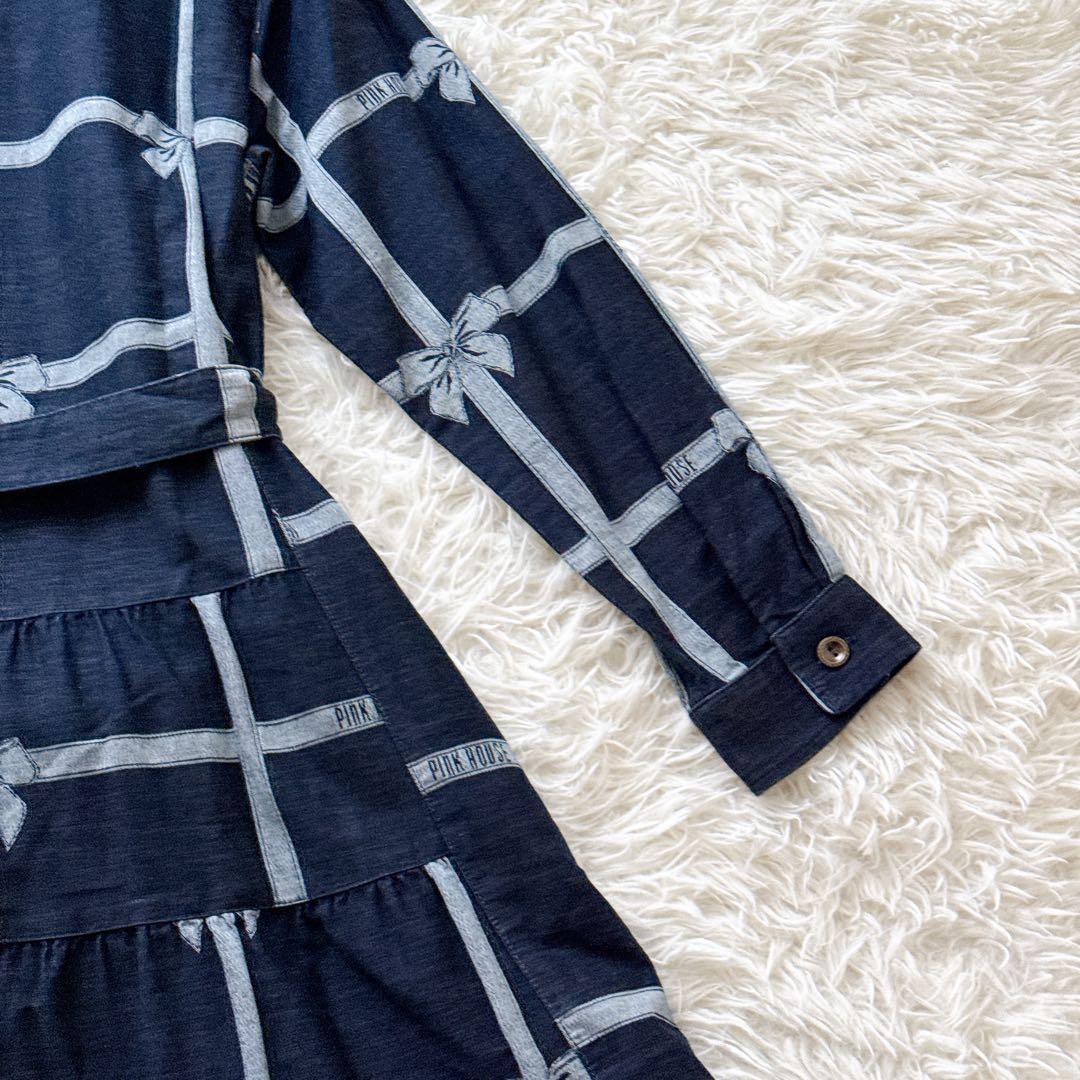 24年モデル✨未使用タグ付き ピンクハウス リボン ジャガードデニムワンピース