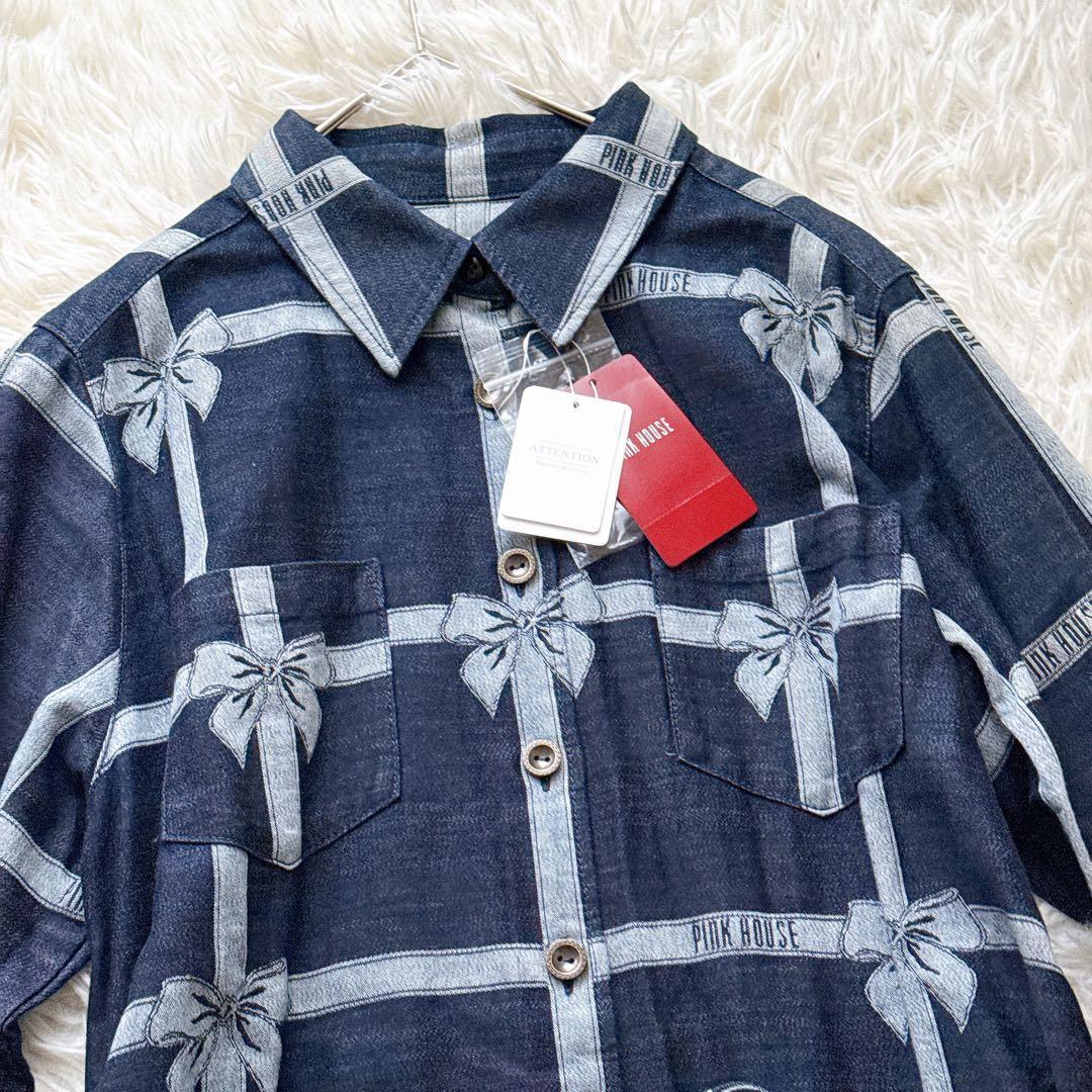 24年モデル✨未使用タグ付き ピンクハウス リボン ジャガードデニムワンピース