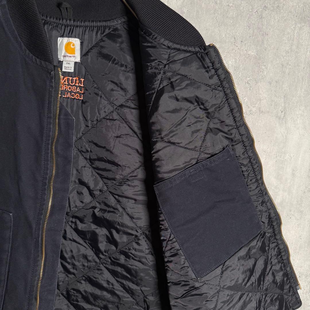 ⭐️希少⭐️カーハート ダック地ベスト 2XL 企業物 刺繍 ネイビー V01